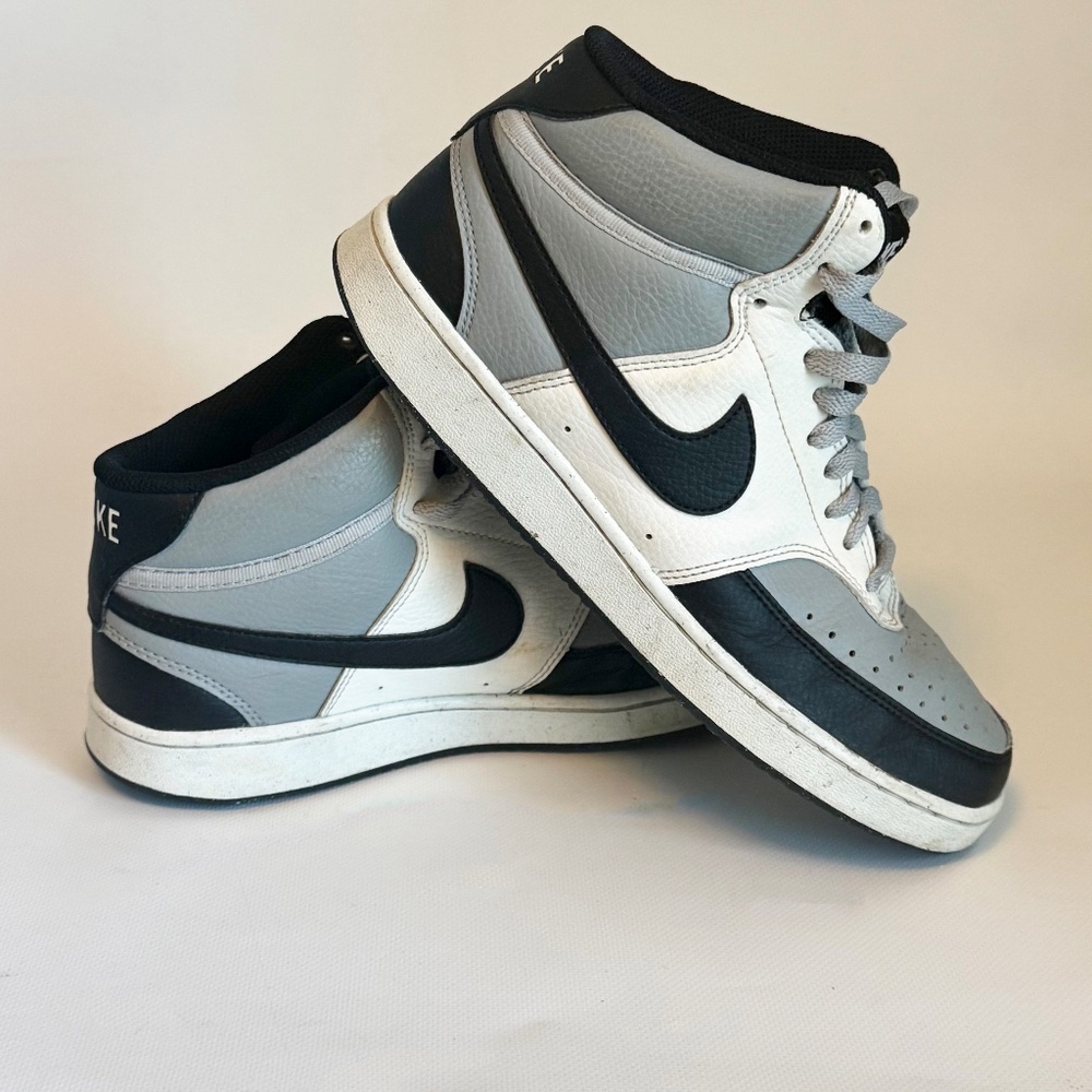 Nike Men’s Mid-Top Athletic Sneakers in Black, Gray, and White